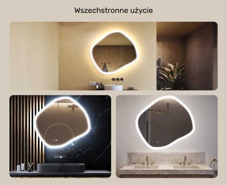 Lustro łazienkowe z oświetleniem, 104×94 cm, Dual color, włącznik dotykowy, mata grzewcza #2