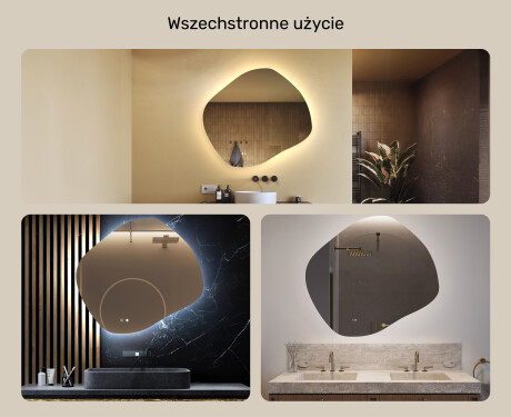 Lustro łazienkowe z oświetleniem, 104×94 cm, Dual color, włącznik dotykowy, mata grzewcza #2