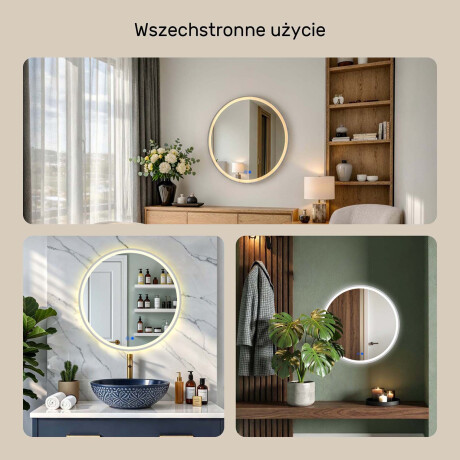 Okrągłe lustro podświetlane LED - 60/80 cm w srebrnej ramie aluminiowej #4