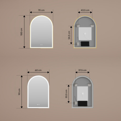 Nieregularne lustro LED w złotej aluminiowej ramie #3