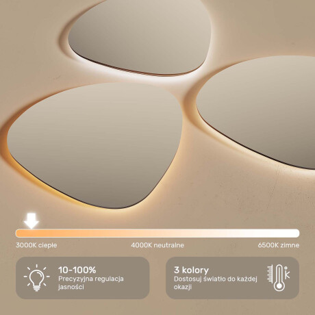 Nieregularne lustro LED w złotej aluminiowej ramie #5