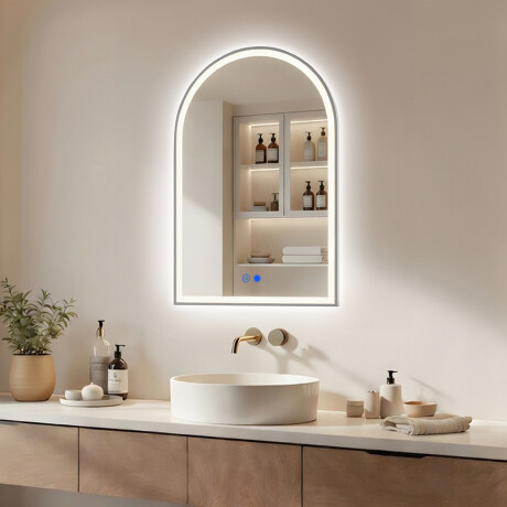 Nieregularne lustro podświetlane LED – 60x90/70x100 cm w srebrnej aluminiowej ramie #1