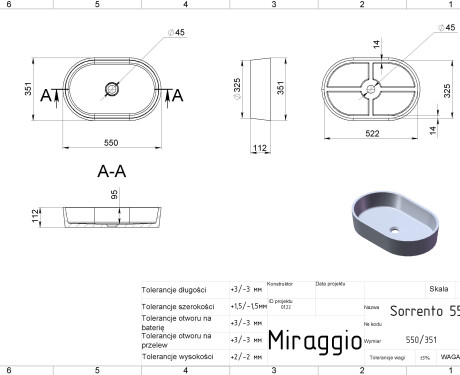 Umywalka SORRENTO MIRASOFT