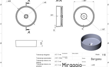 Umywalka BERGAMO MIRASOFT