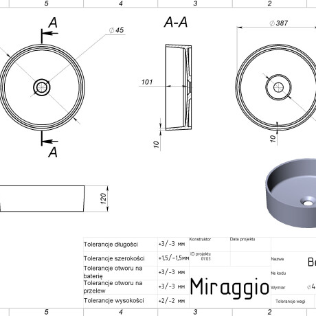 Umywalka BERGAMO MIRASOFT #1