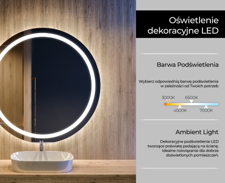Okrągłe Lustro Łazienkowe Podświetlane LED76 #4