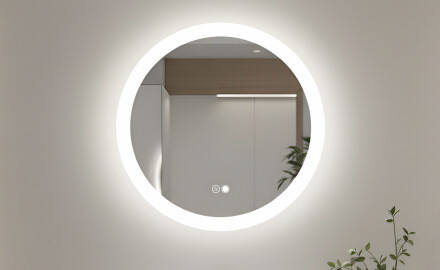 Lustra okrągłe z oświetleniem LED do łazienki 60cm z Dual color, Włącznik dotykowy, Mata grzewcza