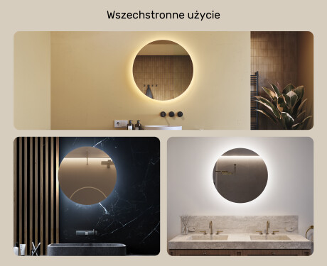 Okrągłe Lustro Łazienkowe Podświetlane 70cm z zimną barwą LED 7000K, ciepłą barwą 3000K lub barwą neutralną 4500K #2