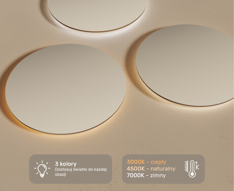 Okrągłe Lustro Łazienkowe Podświetlane 70cm z zimną barwą LED 7000K, ciepłą barwą 3000K lub barwą neutralną 4500K #3