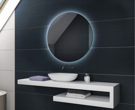 Podświetlane okrągłe lustro łazienkowe LED na ścianę na baterie L82 #2