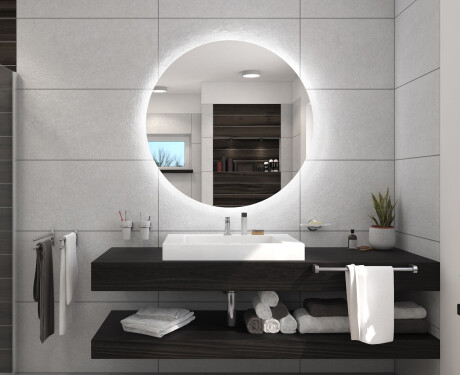 Podświetlane okrągłe lustro łazienkowe LED na ścianę na baterie L82 #5