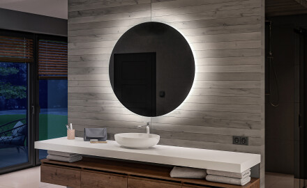 Podświetlane okrągłe lustro łazienkowe LED na ścianę na baterie L82