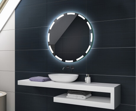 Podświetlane okrągłe lustro łazienkowe LED na ścianę na baterie L117 #2