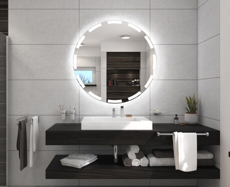 Podświetlane okrągłe lustro łazienkowe LED na ścianę na baterie L117 #5
