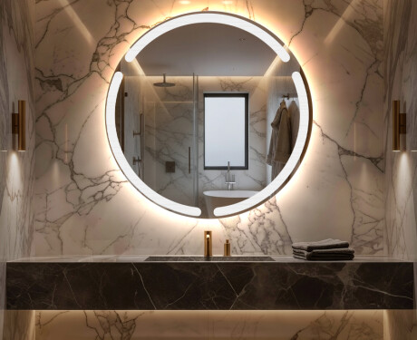 Podświetlane okrągłe lustro łazienkowe LED na ścianę na baterie L119