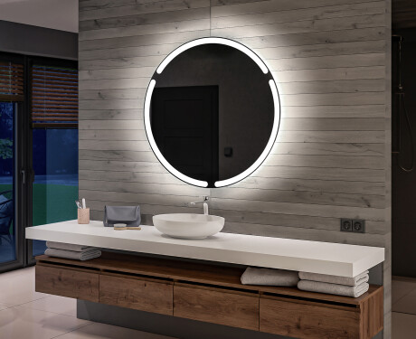 Podświetlane okrągłe lustro łazienkowe LED na ścianę na baterie L119