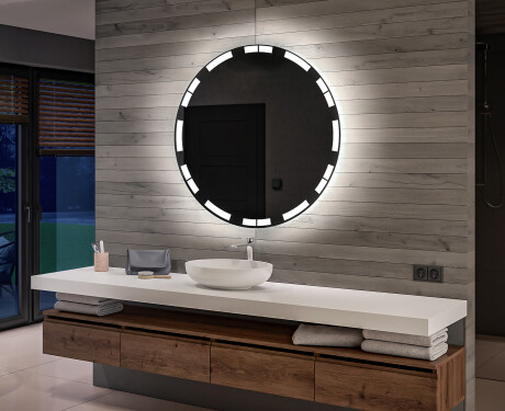 Podświetlane okrągłe lustro łazienkowe LED na ścianę na baterie L121