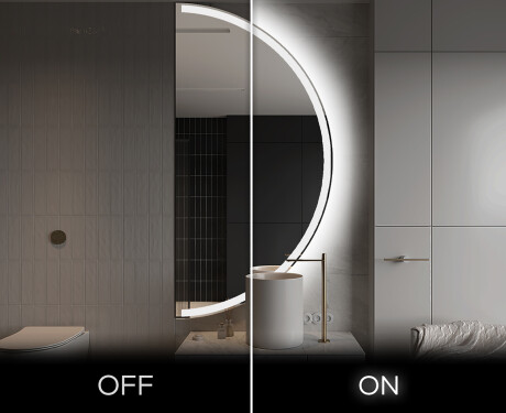 Lustro półokrągłe LED na ścianę półkole A222 #3