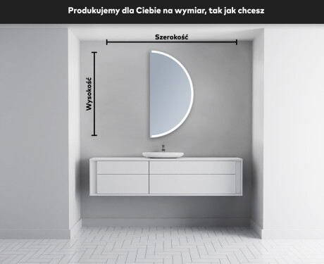 Lustro półokrągłe LED na ścianę półkole A222 #4
