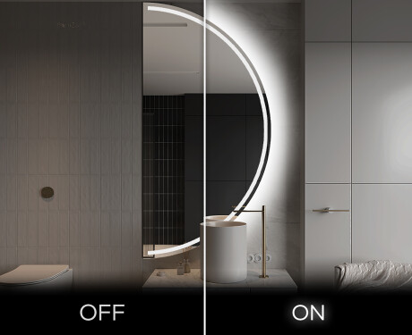 Lustro półokrągłe LED na ścianę półkole A223 #3