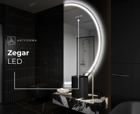 Lustro półokrągłe LED na ścianę półkole A223 #7