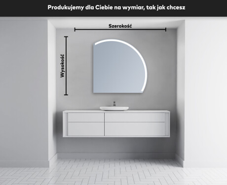 Półokrągłe Lustro LED duże na ścianę Q222 #4