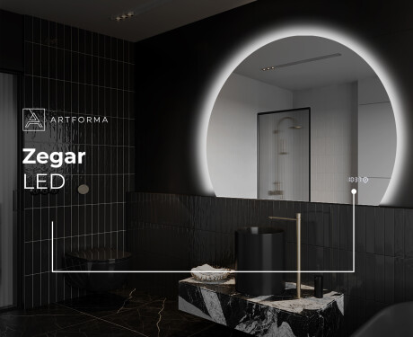 Półokrągłe Lustro LED duże na ścianę W221 #8