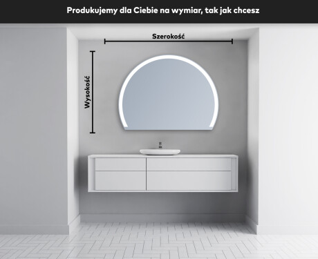 Lustro półokrągłe LED na ścianę W222 #4