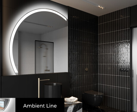 Półokrągłe Lustro LED duże na ścianę X222