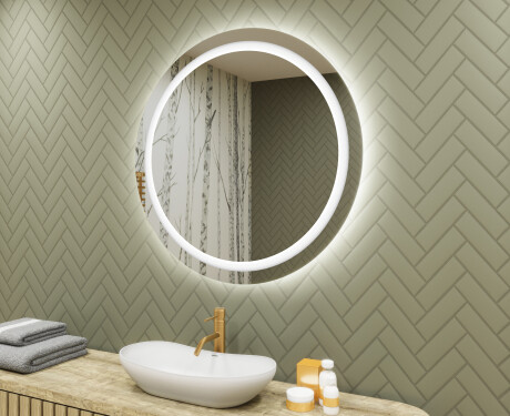 Okrągłe Lustro Łazienkowe Podświetlane 80cm z zimną barwą LED 7000K, ciepłą barwą 3000K lub barwą neutralną 4500K