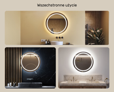 Okrągłe Lustro Łazienkowe Podświetlane 80cm z zimną barwą LED 7000K, ciepłą barwą 3000K lub barwą neutralną 4500K #2