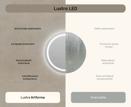 Okrągłe Lustro Łazienkowe Podświetlane 80cm z zimną barwą LED 7000K, ciepłą barwą 3000K lub barwą neutralną 4500K #6