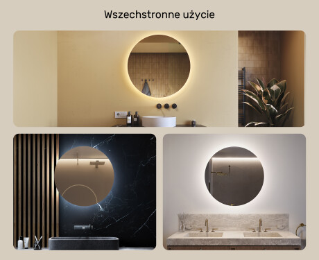 Okrągłe Lustro Łazienkowe Podświetlane 80cm z zimną barwą LED 7000K, ciepłą barwą 3000K lub barwą neutralną 4500K #2