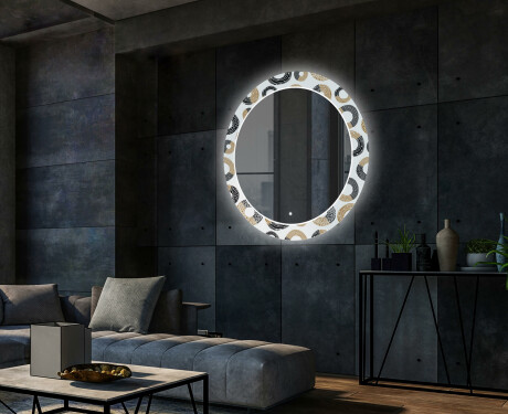 Okrągłe podświetlane lustro dekoracyjne LED do salonu - Donuts #2