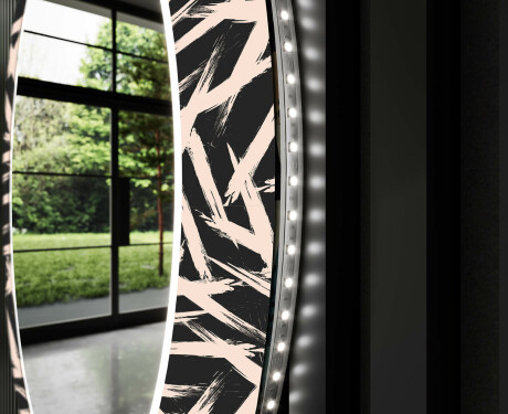 Podświetlane lustro okrągłe LED dekoracyjne do salonu - Lines #11