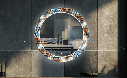 Okrągłe podświetlane lustro dekoracyjne LED do salonu - Color Triangles