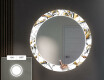 Podświetlane lustro okrągłe LED dekoracyjne do przedpokoju - Golden Flowers #4