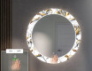 Podświetlane lustro okrągłe LED dekoracyjne do przedpokoju - Golden Flowers #5