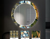 Podświetlane lustro okrągłe LED dekoracyjne do przedpokoju - Golden Flowers #6