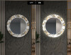 Podświetlane lustro okrągłe LED dekoracyjne do przedpokoju - Golden Flowers #7