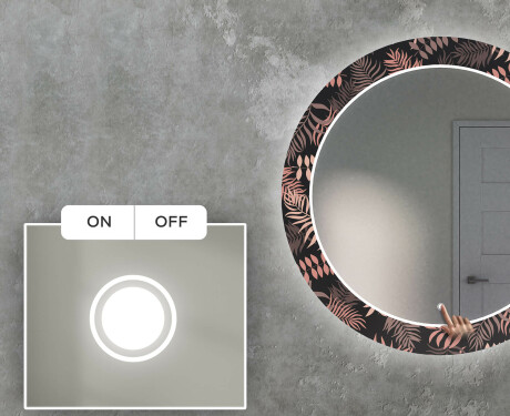 Podświetlane lustro okrągłe LED dekoracyjne do salonu - Jungle #4