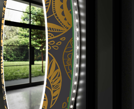 Okrągłe podświetlane lustro dekoracyjne LED do przedpokoju - Ancient Pattern #11