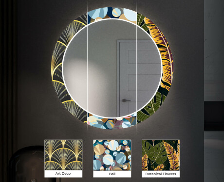 Okrągłe podświetlane lustro dekoracyjne LED do przedpokoju - Ancient Pattern #6