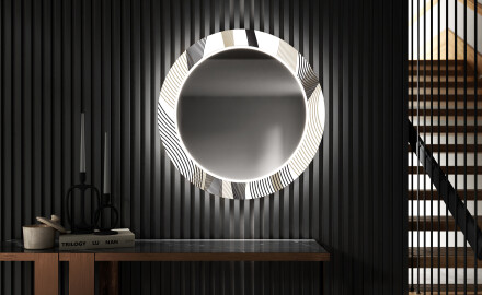 Okrągłe podświetlane lustro dekoracyjne LED do przedpokoju - Waves