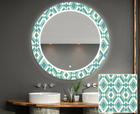 Okrągłe podświetlane lustro dekoracyjne LED do łazienki - Abstract Seamless #1