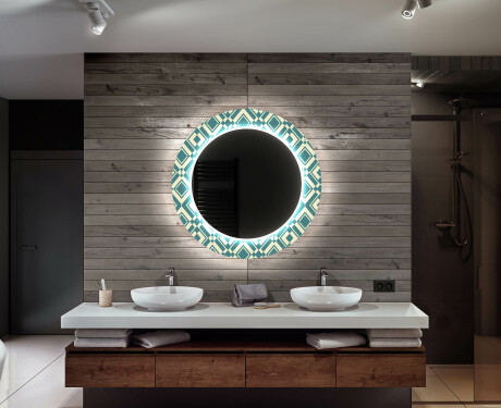 Okrągłe podświetlane lustro dekoracyjne LED do łazienki - Abstract Seamless #12