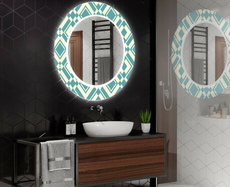 Okrągłe podświetlane lustro dekoracyjne LED do łazienki - Abstract Seamless #2