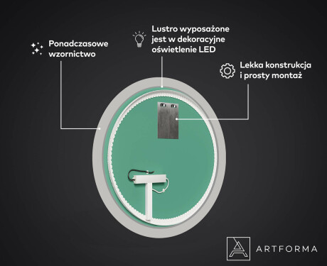 Okrągłe podświetlane lustro dekoracyjne LED do łazienki - Abstract Seamless #3