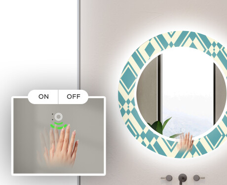 Okrągłe podświetlane lustro dekoracyjne LED do łazienki - Abstract Seamless #5