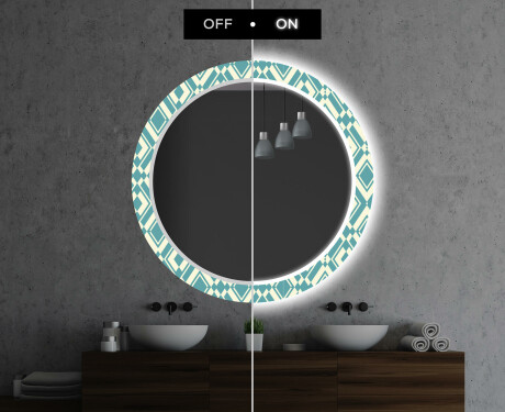 Okrągłe podświetlane lustro dekoracyjne LED do łazienki - Abstract Seamless #7